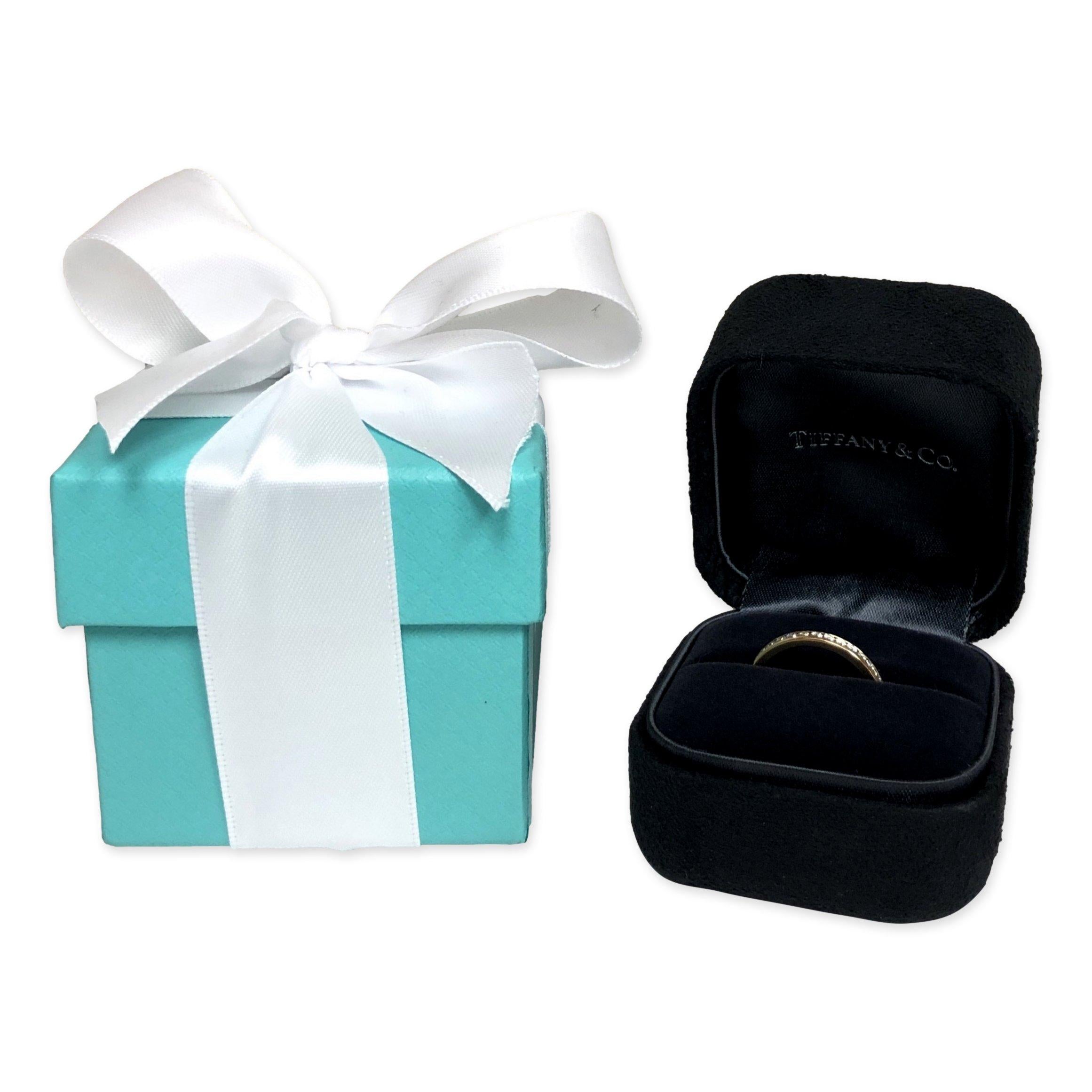 Tiffany & Co. 18K Yellow Gold Halfway Wedding Band Ring 0.22 cts 2.5mm Damen im Angebot