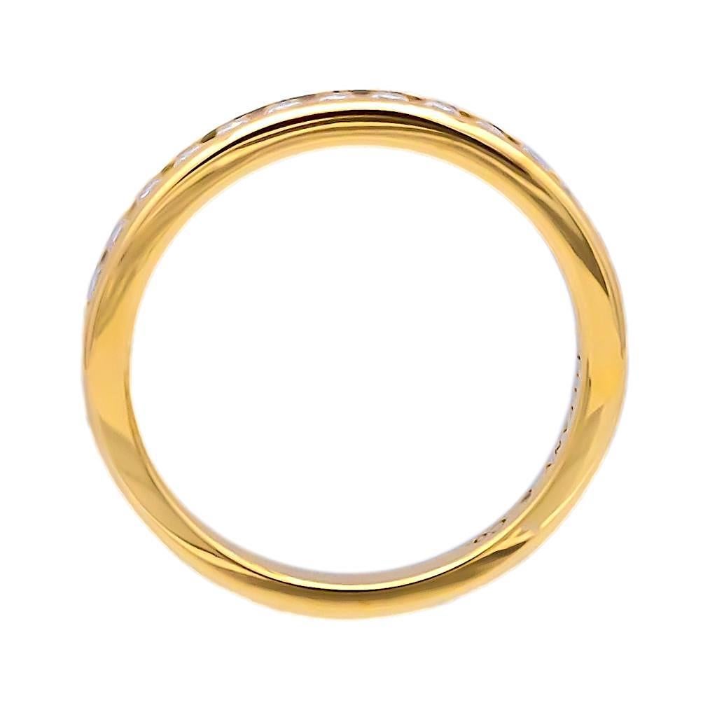 Tiffany & Co. 18K Yellow Gold Halfway Wedding Band Ring 0.22 cts 2.5mm In Excellent Condition For Sale In New York, NY