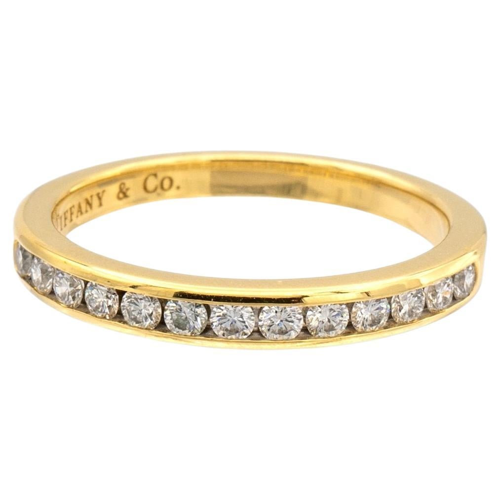 Tiffany & Co. 18K Yellow Gold Halfway Wedding Band Ring 0.22 cts 2.5mm en vente