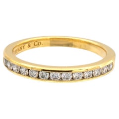 Tiffany & Co. 18K Yellow Gold Halfway Wedding Band Ring 0.22 cts 2.5mm