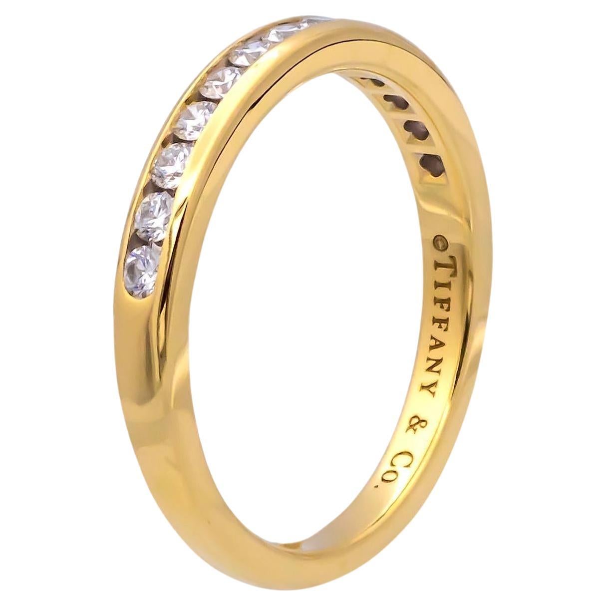 Tiffany & Co. 18K Yellow Gold Halfway Wedding Band Ring 0.22 cts 2.5mm