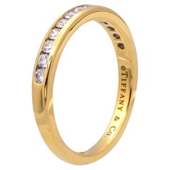 Tiffany & Co. 18K Yellow Gold Halfway Wedding Band Ring 0.22 cts 2.5mm