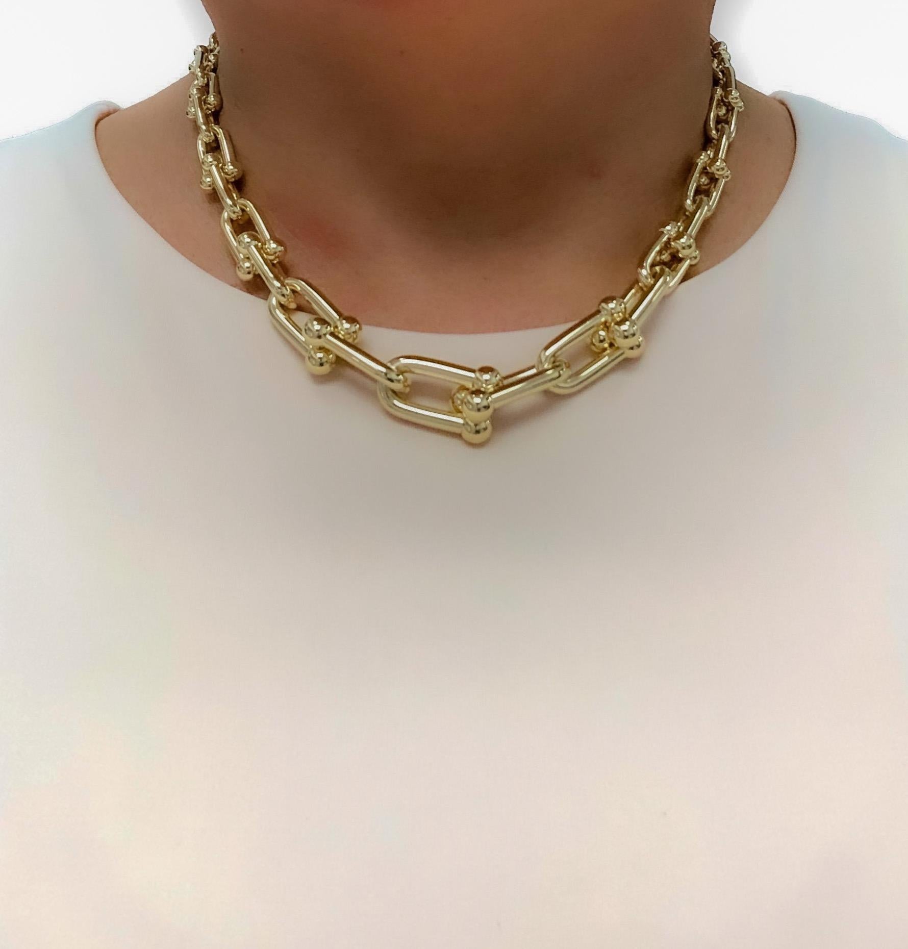 Tiffany & Co. 18k Yellow Gold Hardwear Graduated Link Necklace In Excellent Condition In New York, NY