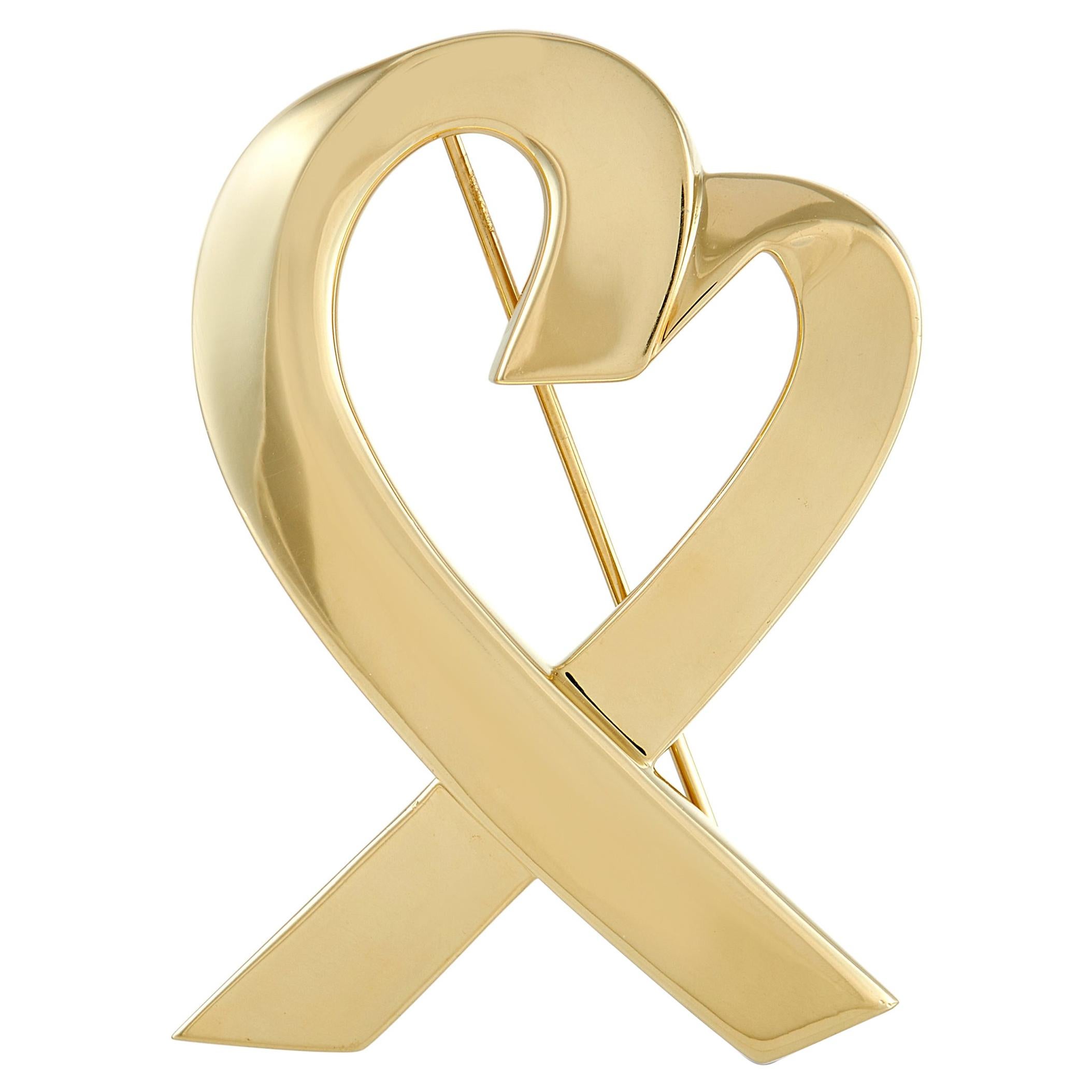 Tiffany & Co. 18K Yellow Gold Heart Brooch For Sale