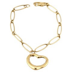 Tiffany & Co. 18K Yellow Gold Heart Charm Chain Bracelet