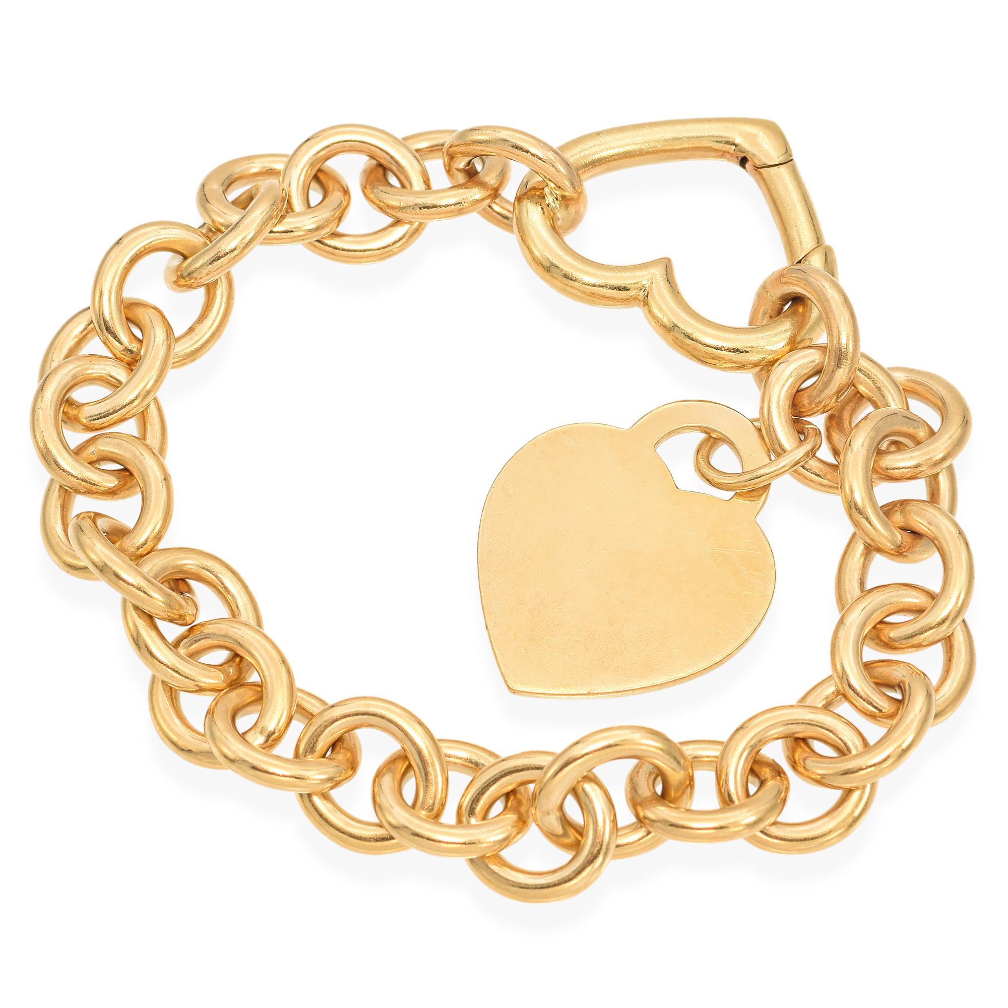 Tiffany & Co Herzverschluss-Armband aus 18 Karat Gelbgold mit RTT-Herz-Tag-Anhänger Damen
