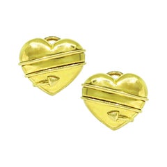 Tiffany & Co 18k Yellow Gold Heart Earrings