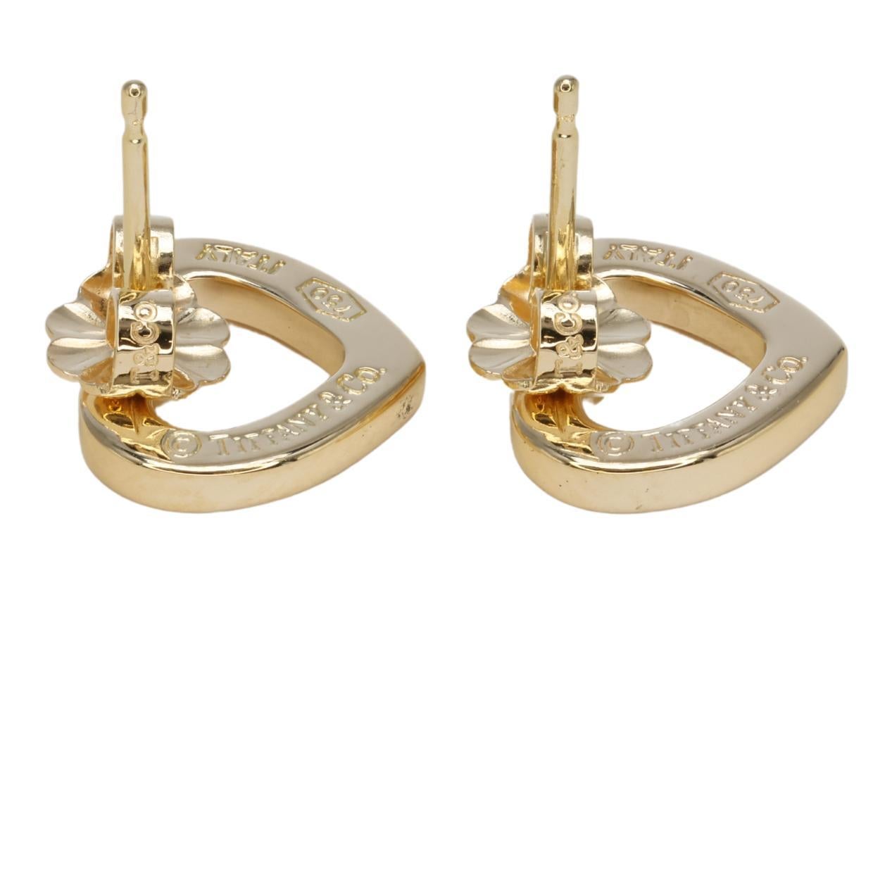 Femenino o masculino Pendientes Corazón Tiffany & Co. de oro amarillo de 18 quilates Made in Italy en venta