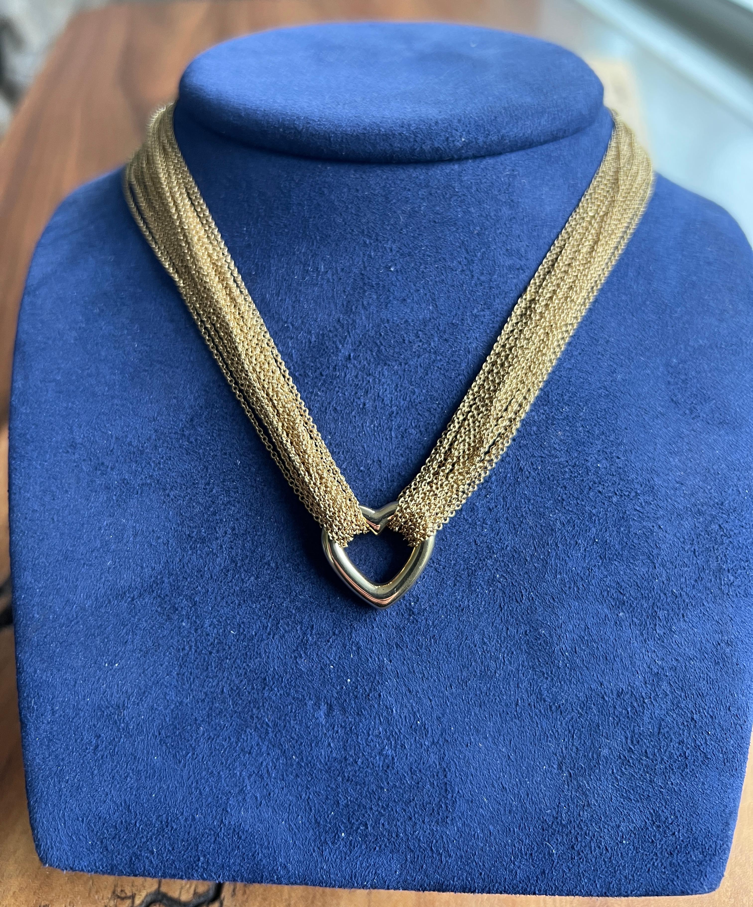 Contemporary Tiffany & Co. 18K Yellow Gold Heart Pendant Chain Toggle Necklace