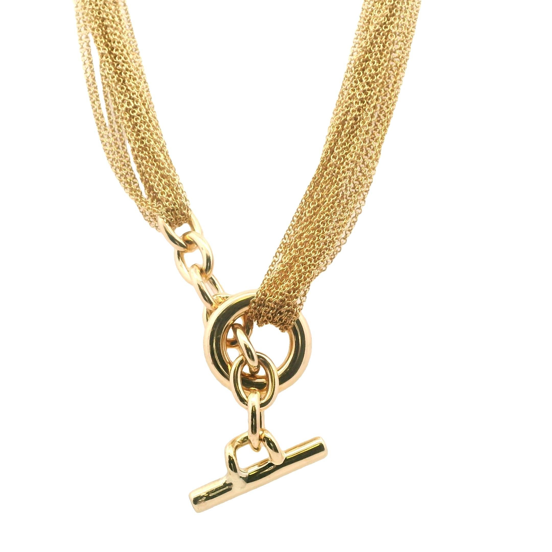 Women's or Men's Tiffany & Co. 18K Yellow Gold Heart Pendant Chain Toggle Necklace
