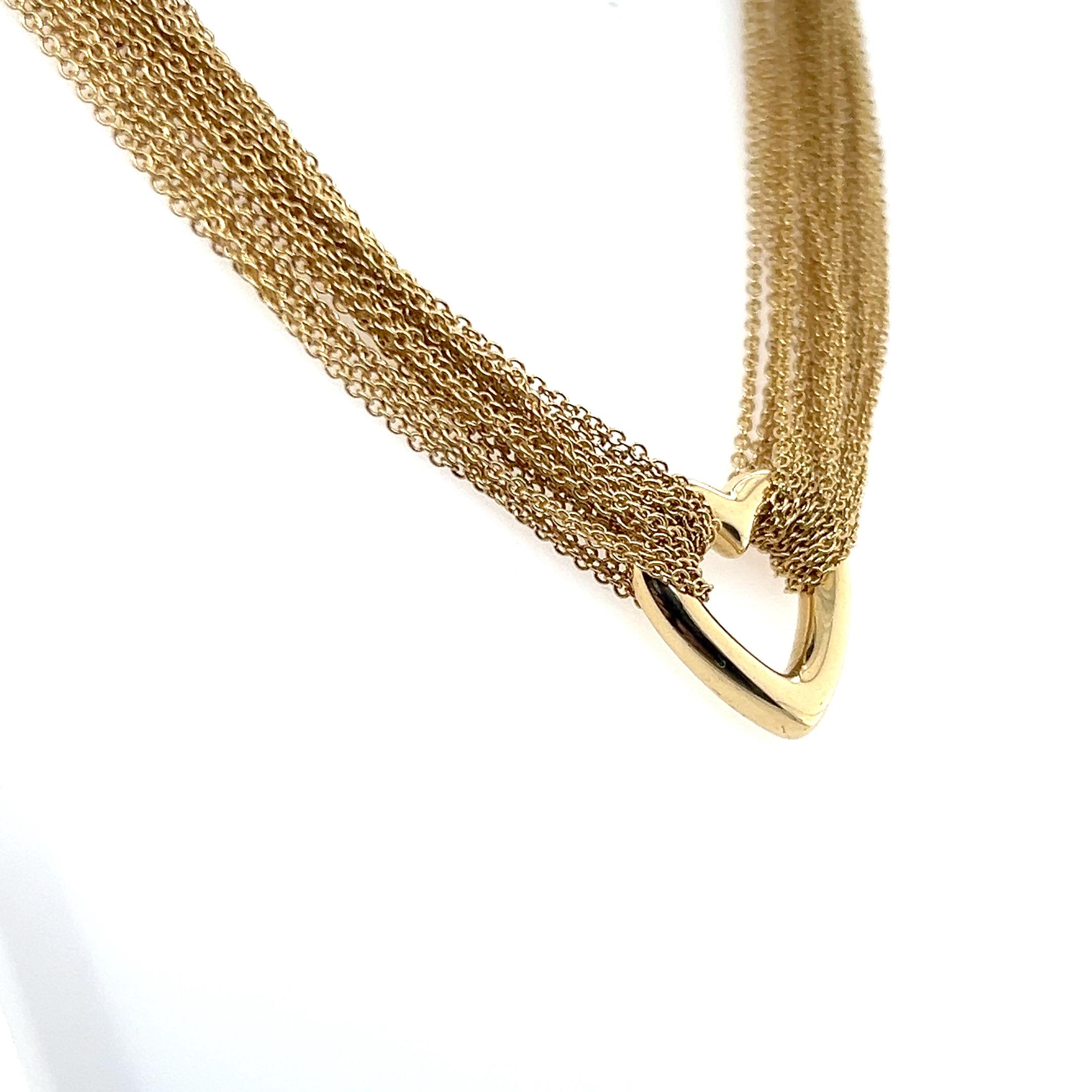 Tiffany & Co. 18K Yellow Gold Heart Pendant Chain Toggle Necklace 2