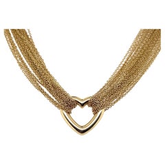 Tiffany & Co. 18K Yellow Gold Heart Pendant Chain Toggle Necklace