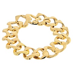Tiffany & Co. 18K Yellow Gold Heart Shaped Curb Link Vintage Bracelet
