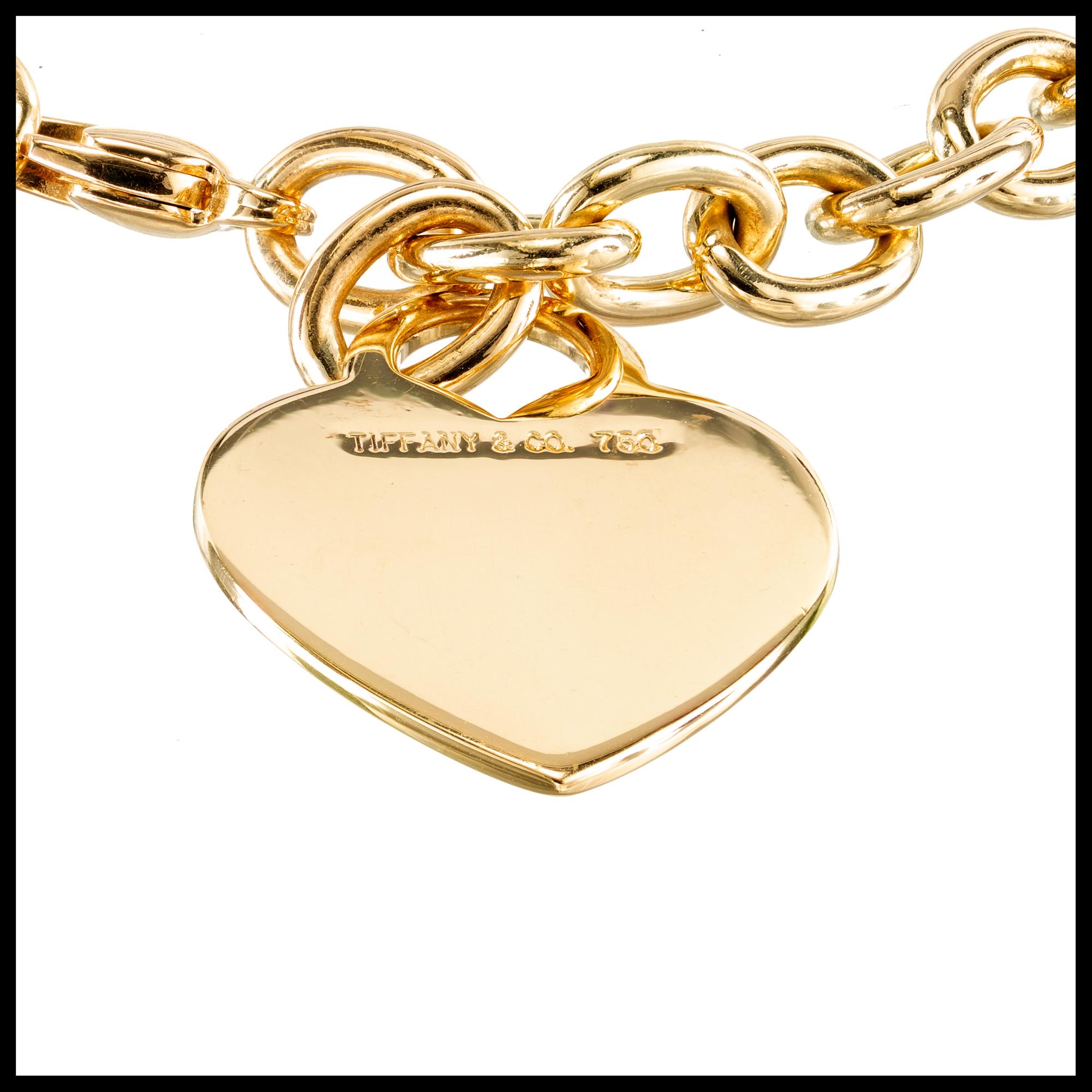 Tiffany and Co. 18 Karat Yellow Gold Heart Tag Link Bracelet at 1stDibs ...