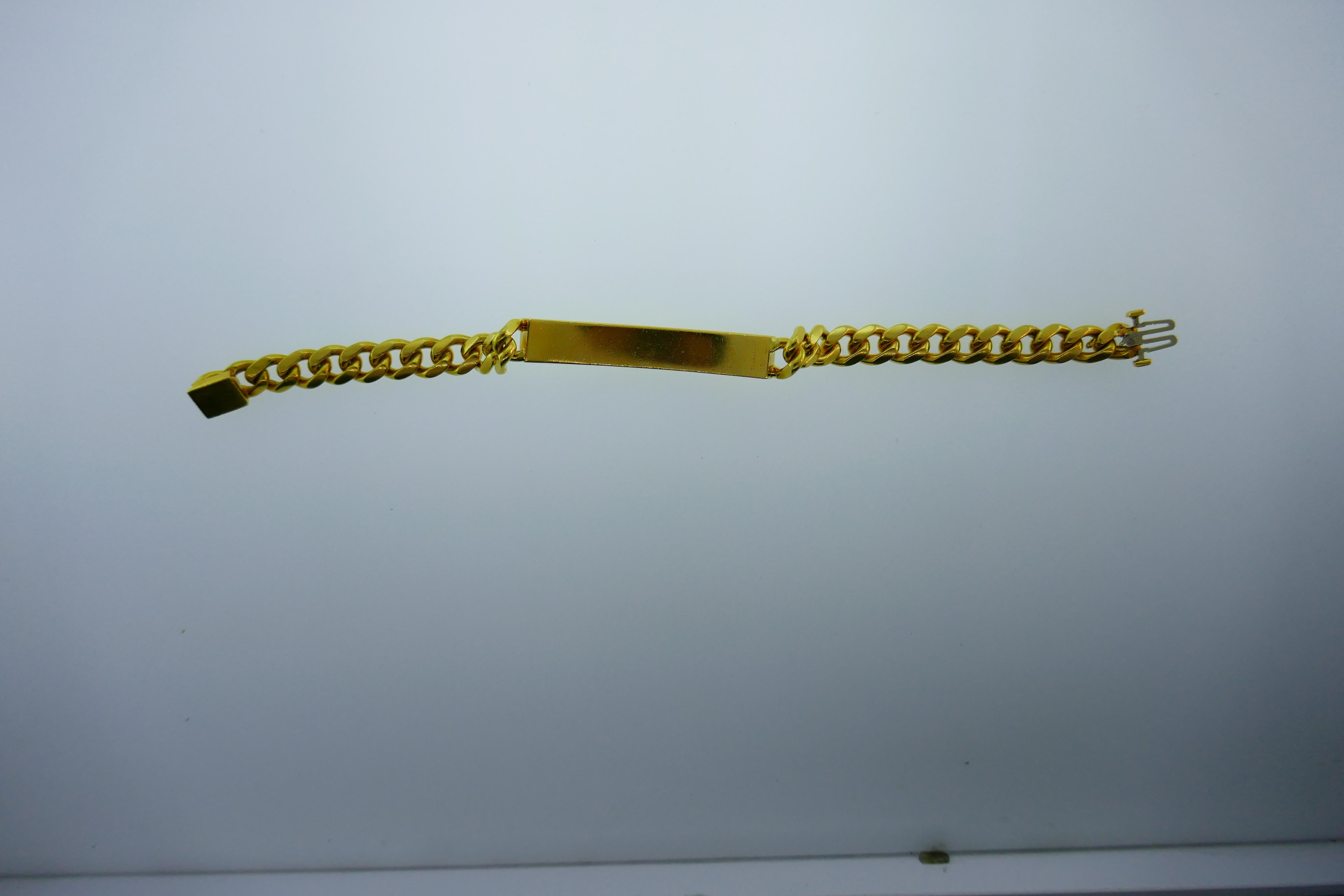 Tiffany & Co. 18 Karat Yellow Gold ID Link Bracelet Vintage and Rare circa 1970s In Good Condition In Beverly Hills, CA