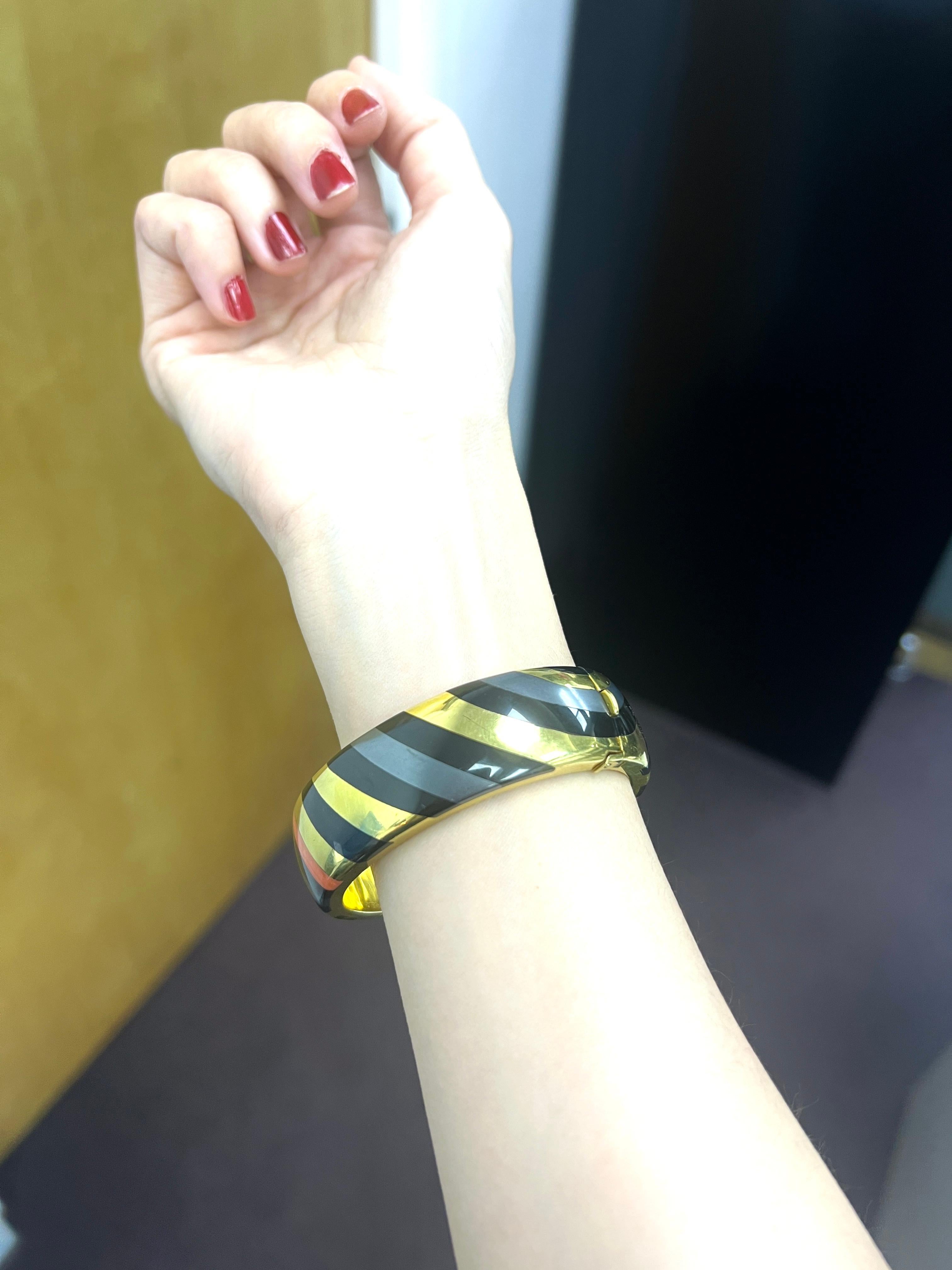 Tiffany & Co. 18k Gelbgold Inlay Armreif Armband im Angebot 3