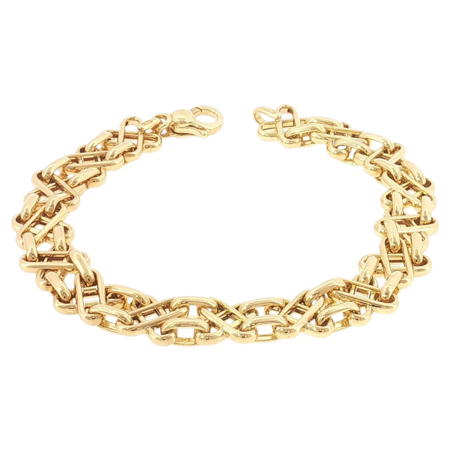 Tiffany & Co. 18K Yellow Gold Interlocking Knot Link Chain Bracelet, Italy