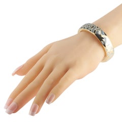 Tiffany & Co. 18K Yellow Gold Jade, Hematite, and Mother of Pearl Bangle