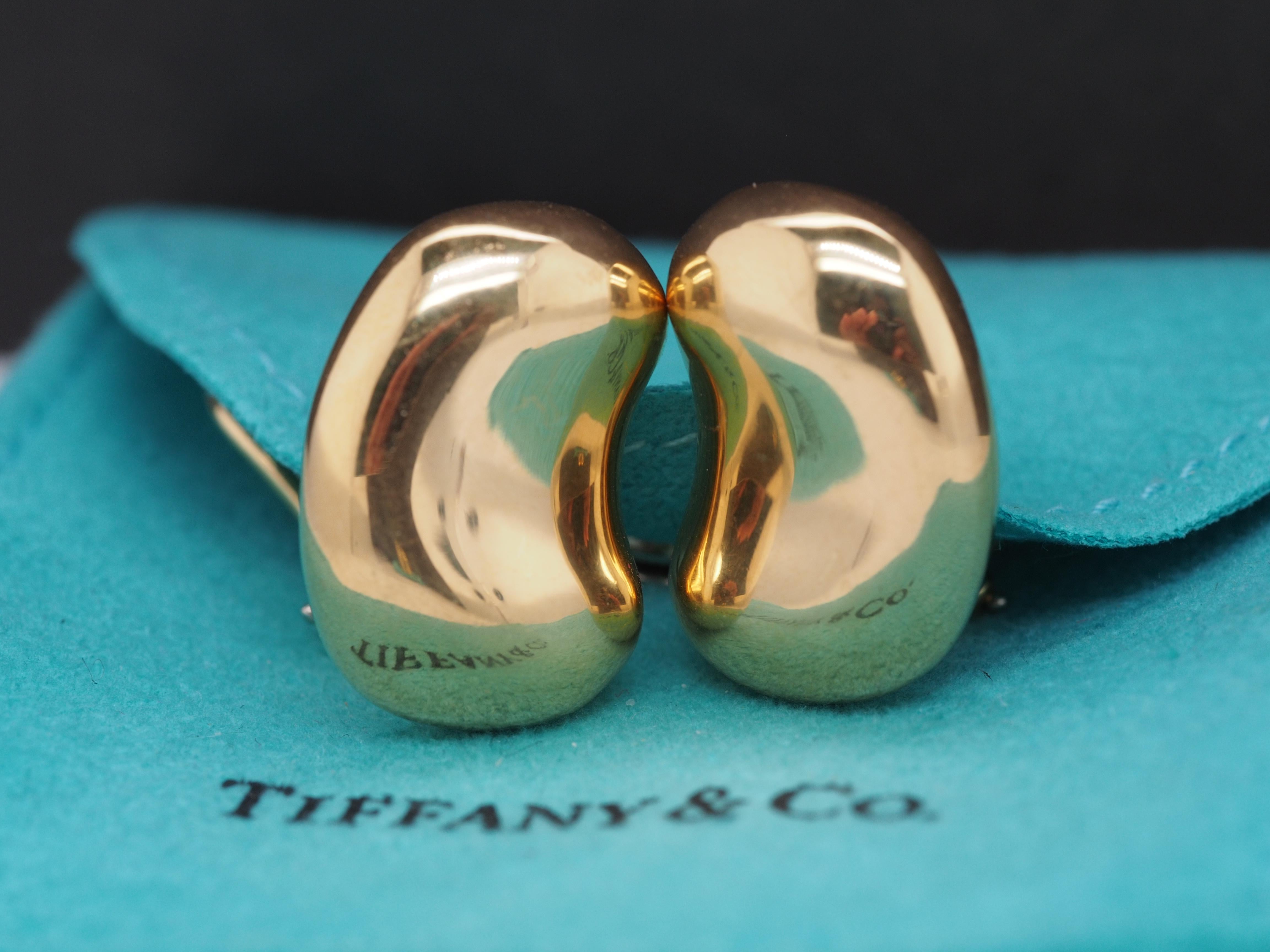 Contemporary Tiffany & Co. 18K Yellow Gold JUMBO Bean Earrings by Elsa Peretti For Sale