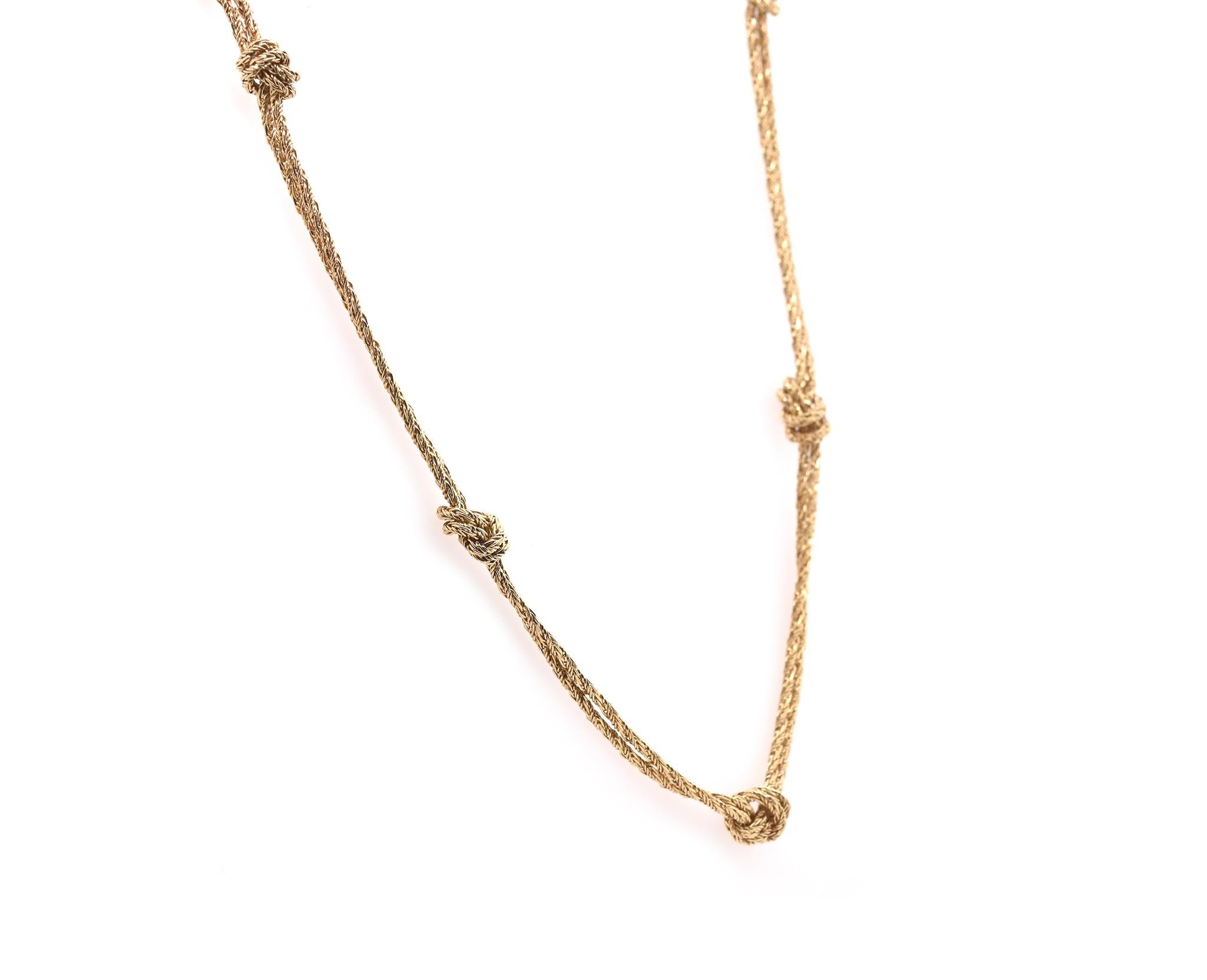 Designer: Tiffany & Co.
Material: 18k yellow gold
Dimensions: necklace measures 23-inches in length
Weight: 16.9 grams