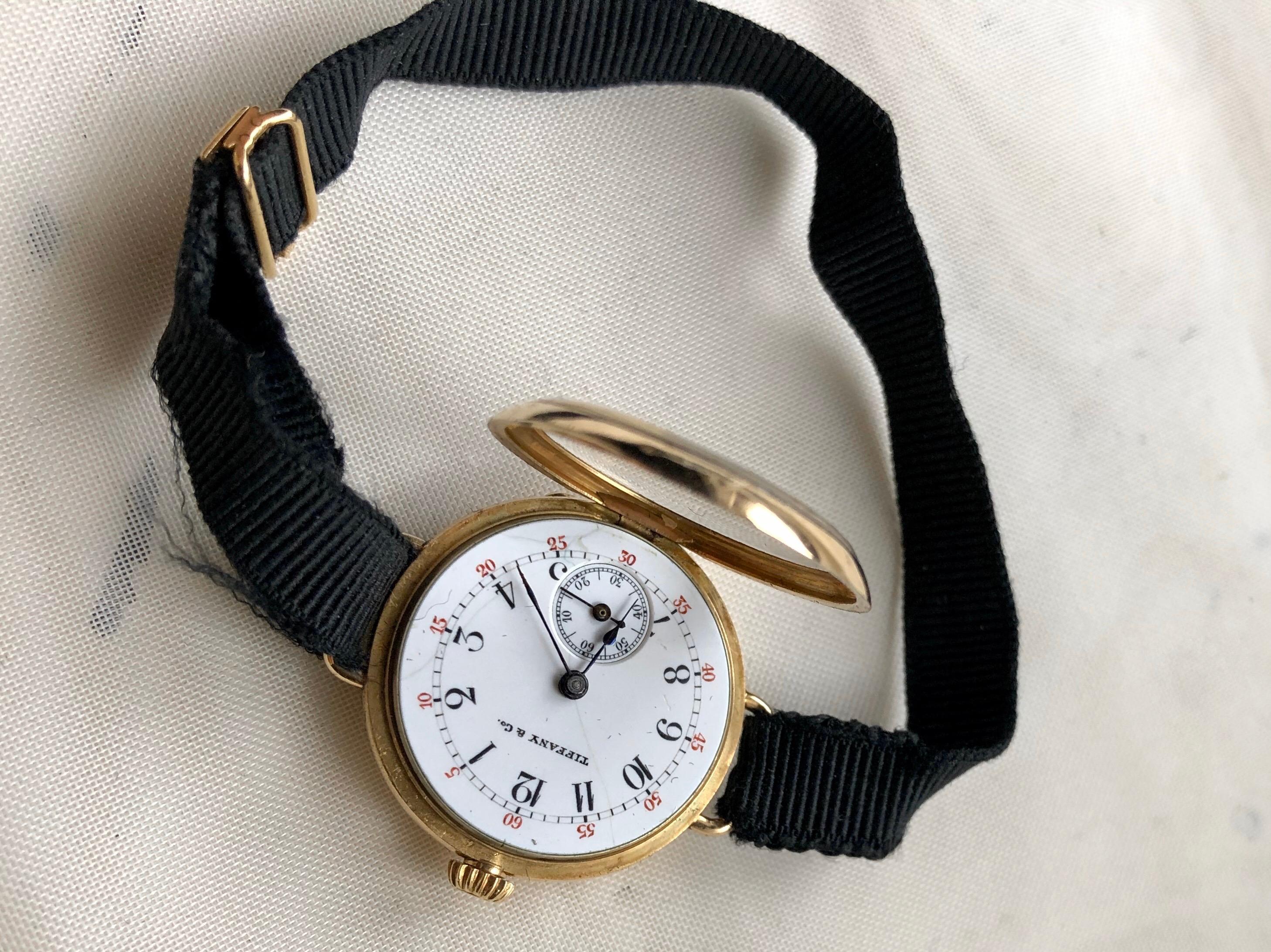 Tiffany & Co. 18 Karat Gold Ladies Wristwatch Hand Winding Pocket Watch Style 1