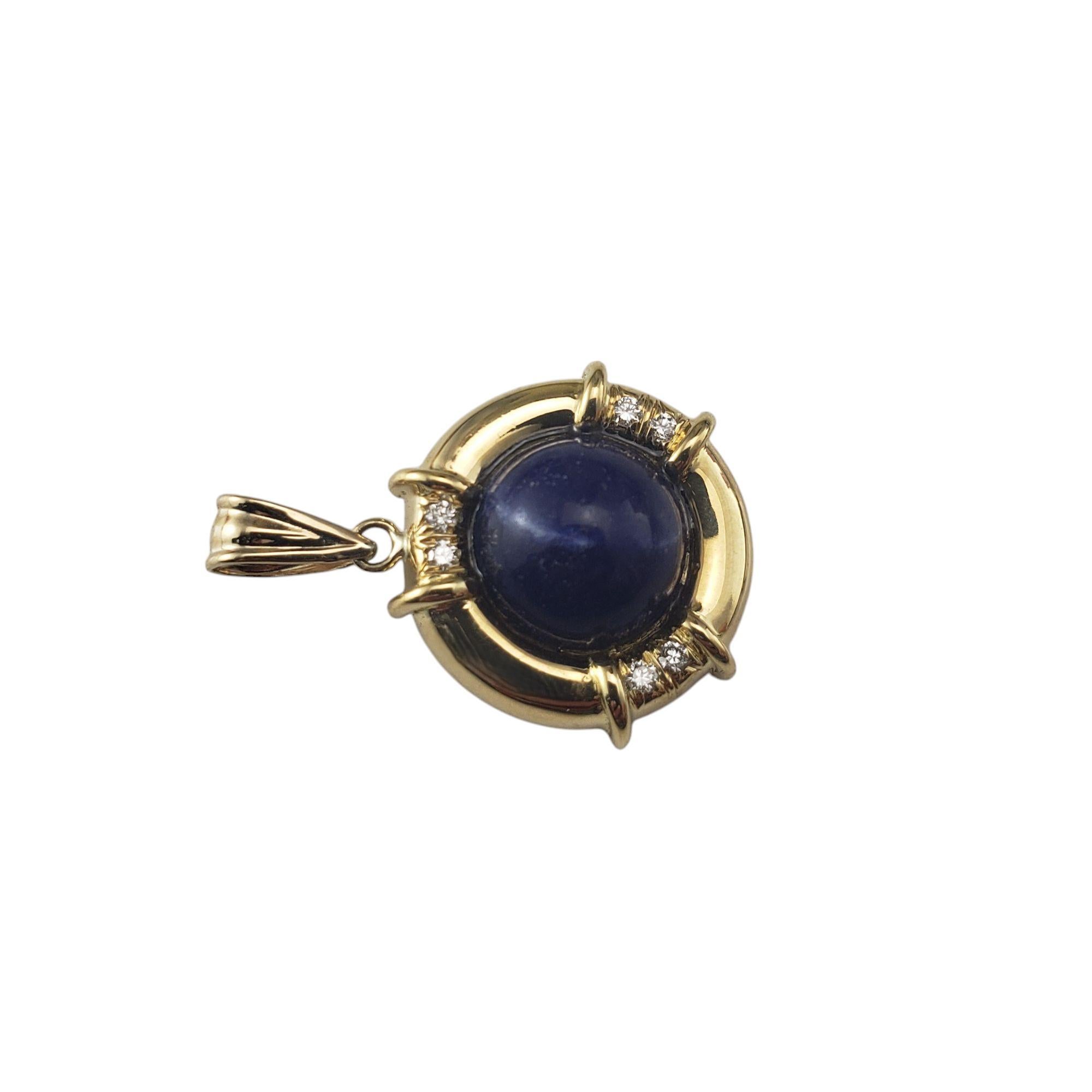 Contemporary Tiffany & Co. 18K Yellow Gold Lapis Lazuli and Diamond Pendant #21047 For Sale