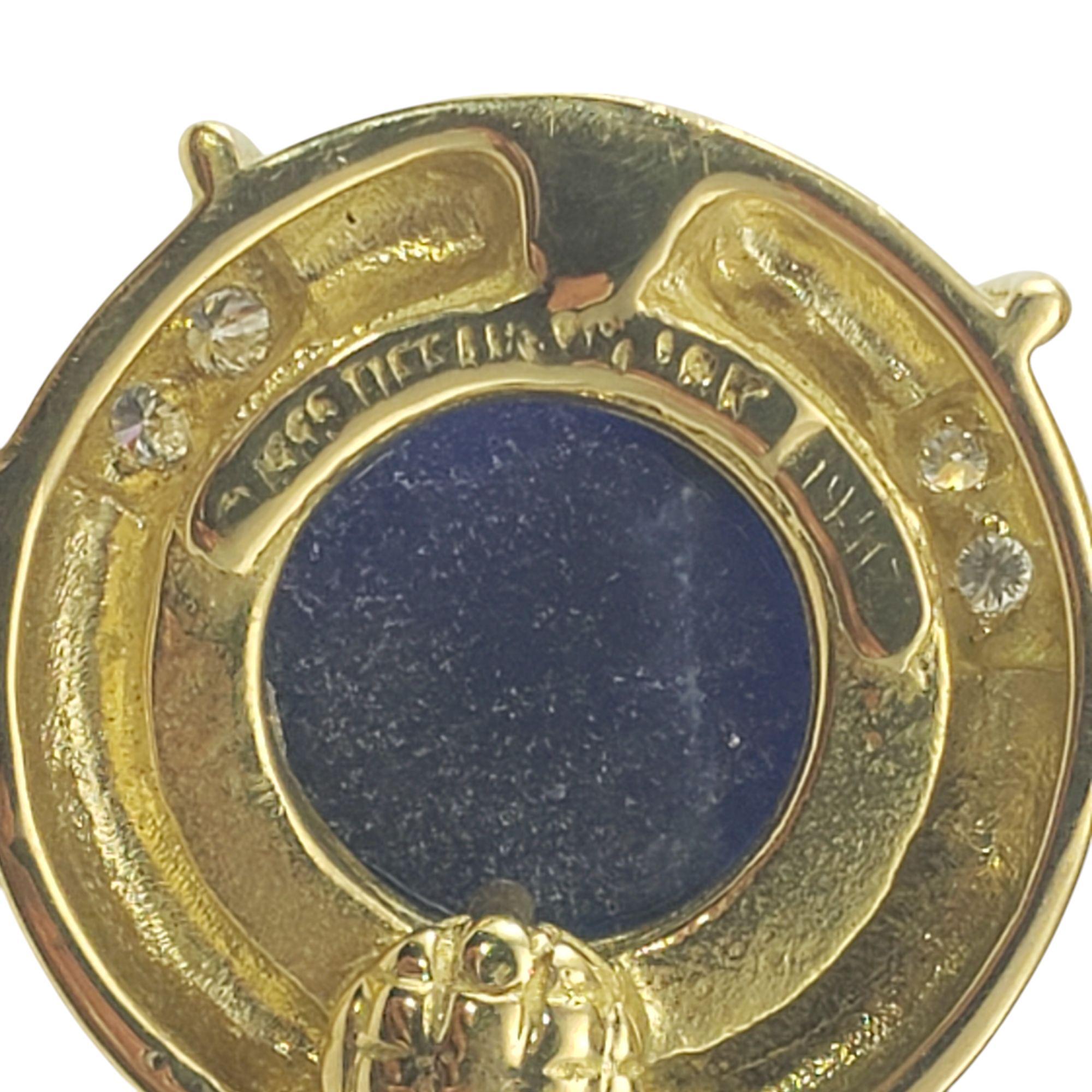 Tiffany & Co. 18K Yellow Gold Lapis Lazuli and Diamond Pendant #21047 In Good Condition For Sale In Washington Depot, CT