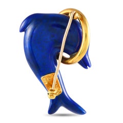 Tiffany & Co. 18K Yellow Gold Lapis Lazuli Dolphin Brooch