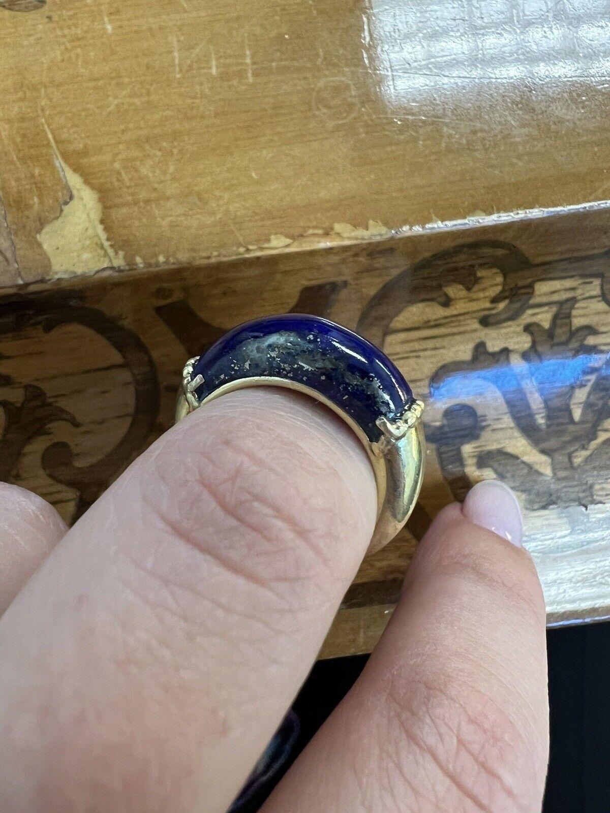 Tiffany & Co. 18k Yellow Gold & Lapis Ring Vintage Circa 1970s

Here is your chance to purchase a beautiful and highly collectible designer ring.  

The ring is from the 1970s, made by Tiffany & Co.  The ring size is 6 and the weight is 5.1 grams. 