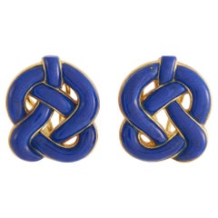 Tiffany & Co. 18K Yellow Gold Lapis Twist Earrings