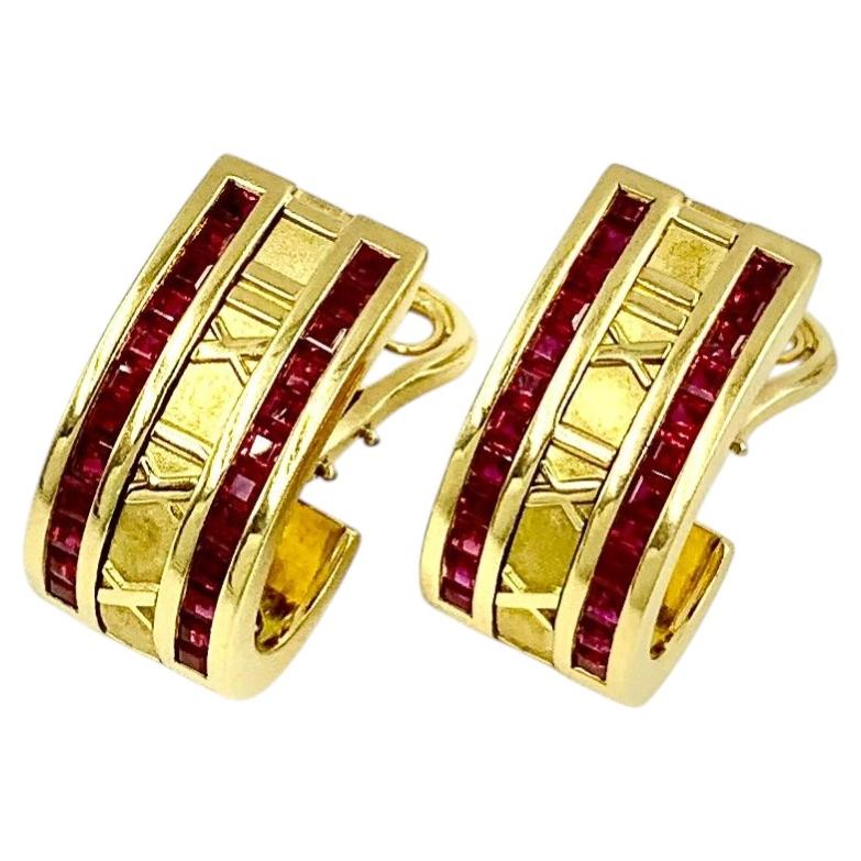 Pendientes «Atlas» de Tiffany & Co. de oro amarillo de 18 quilates con rubíes grandes, de alrededor de 1995