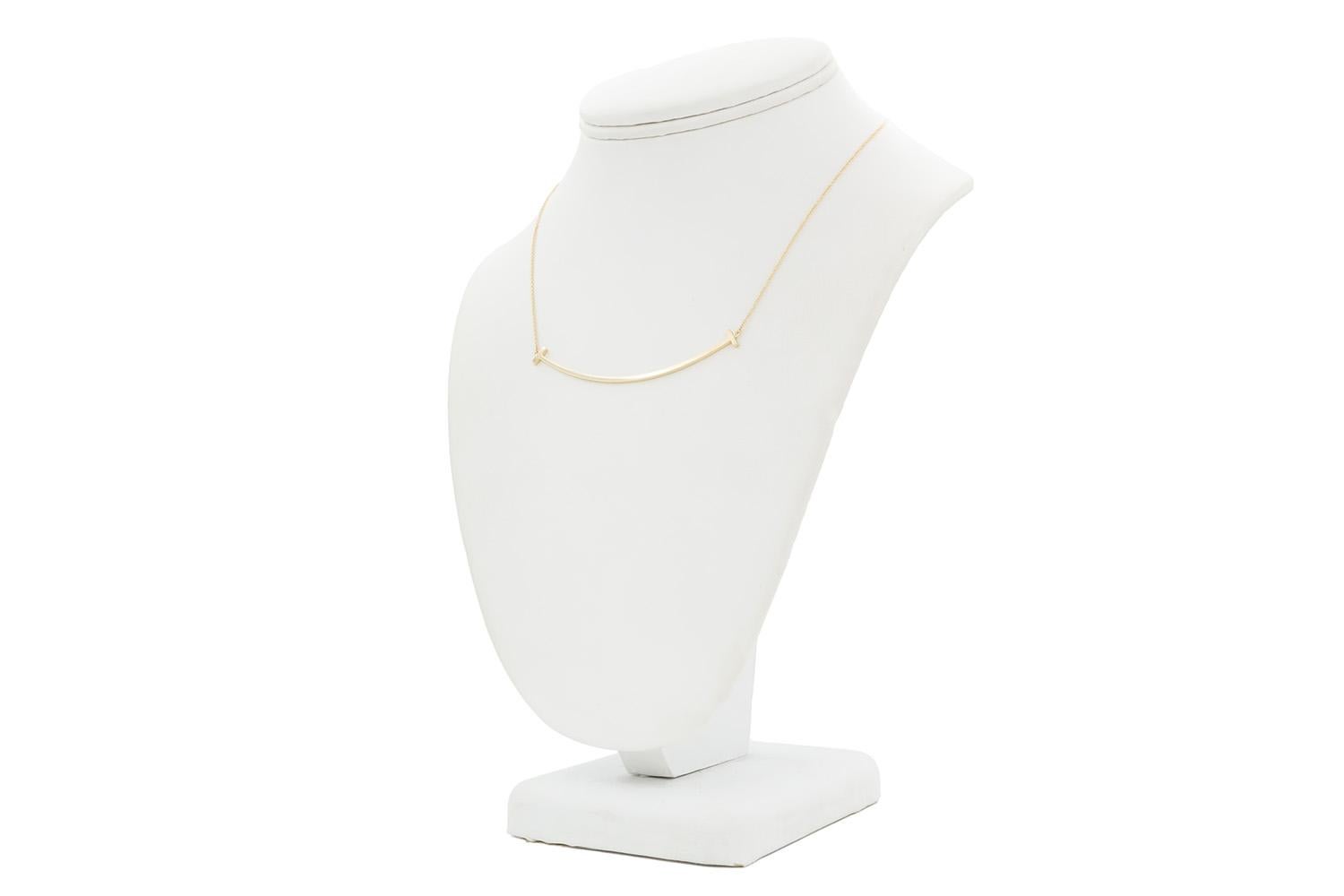 Tiffany & Co 18k Yellow Gold Large Tiffany T Smile Pendant Necklace 5