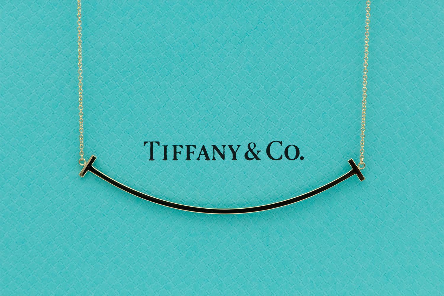 We are pleased to offer this Tiffany & Co Large Tiffany T Smile Pendant. In classic Tiffany style this pendant is finely crafted from 18k yellow gold. Streamlined and modern, this necklace shines with sophistication and bold simplicity. Strong lines