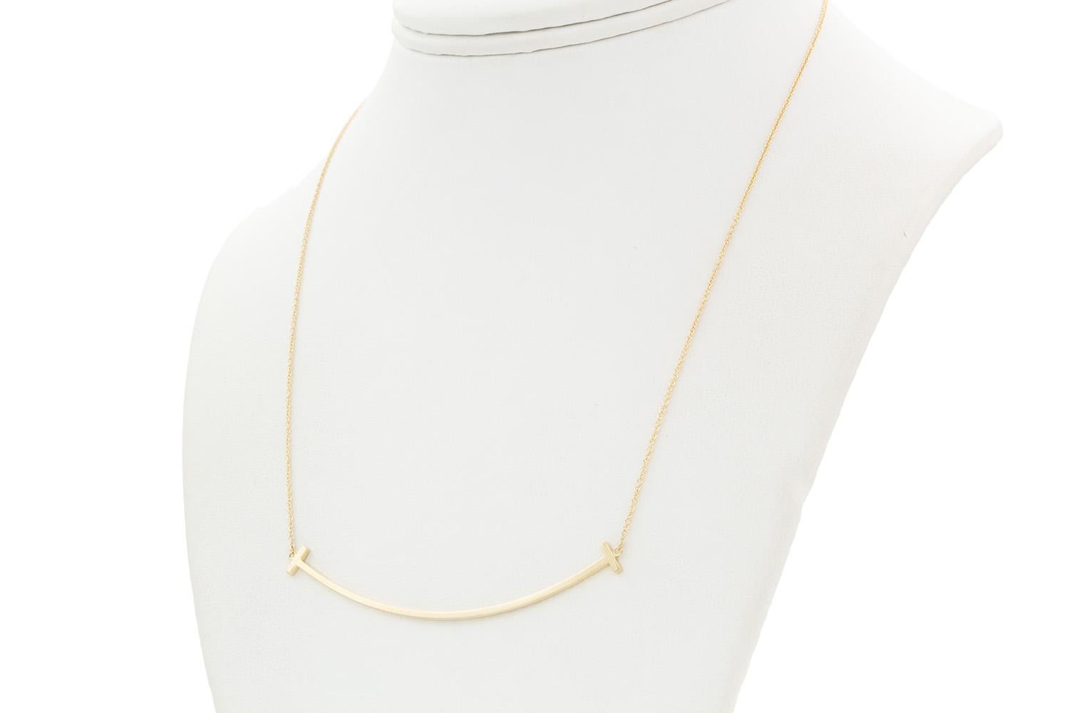 Women's Tiffany & Co 18k Yellow Gold Large Tiffany T Smile Pendant Necklace