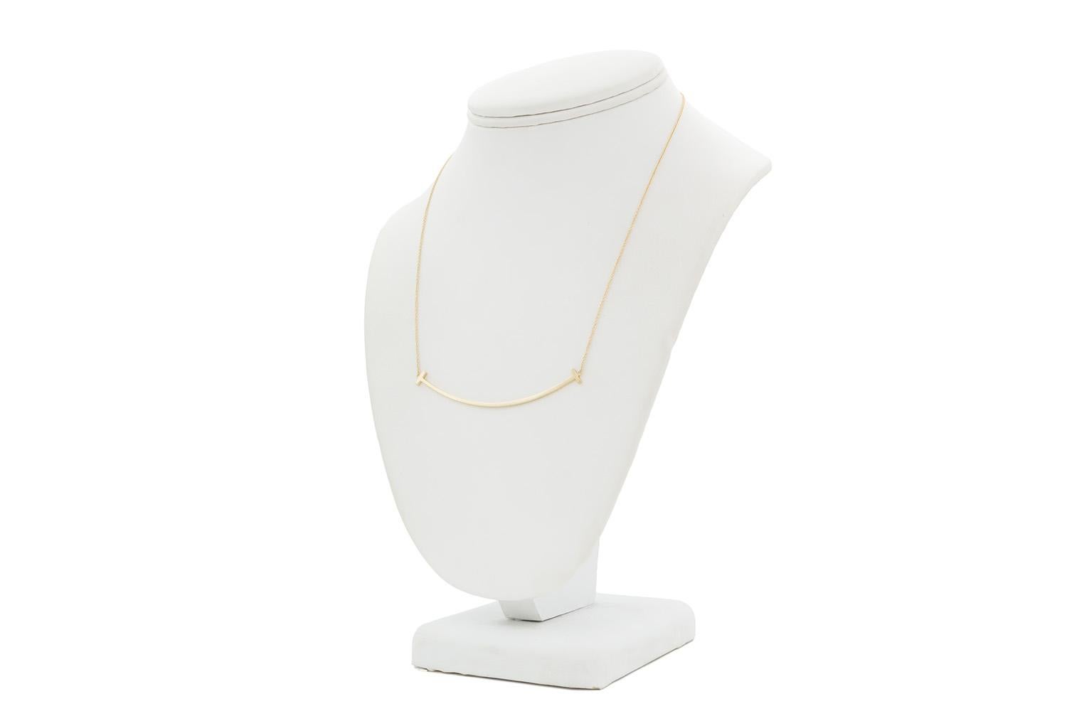 Tiffany & Co 18k Yellow Gold Large Tiffany T Smile Pendant Necklace 1