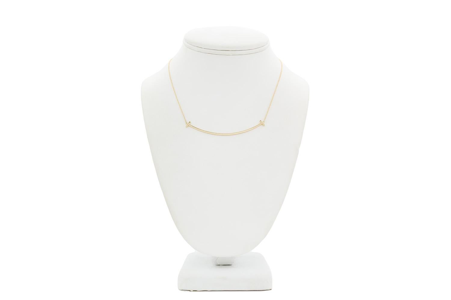 Tiffany & Co 18k Yellow Gold Large Tiffany T Smile Pendant Necklace 2