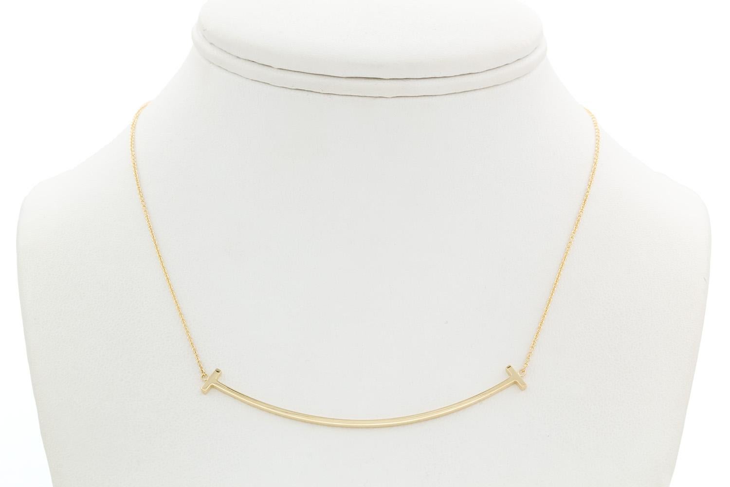 Tiffany & Co 18k Yellow Gold Large Tiffany T Smile Pendant Necklace 3