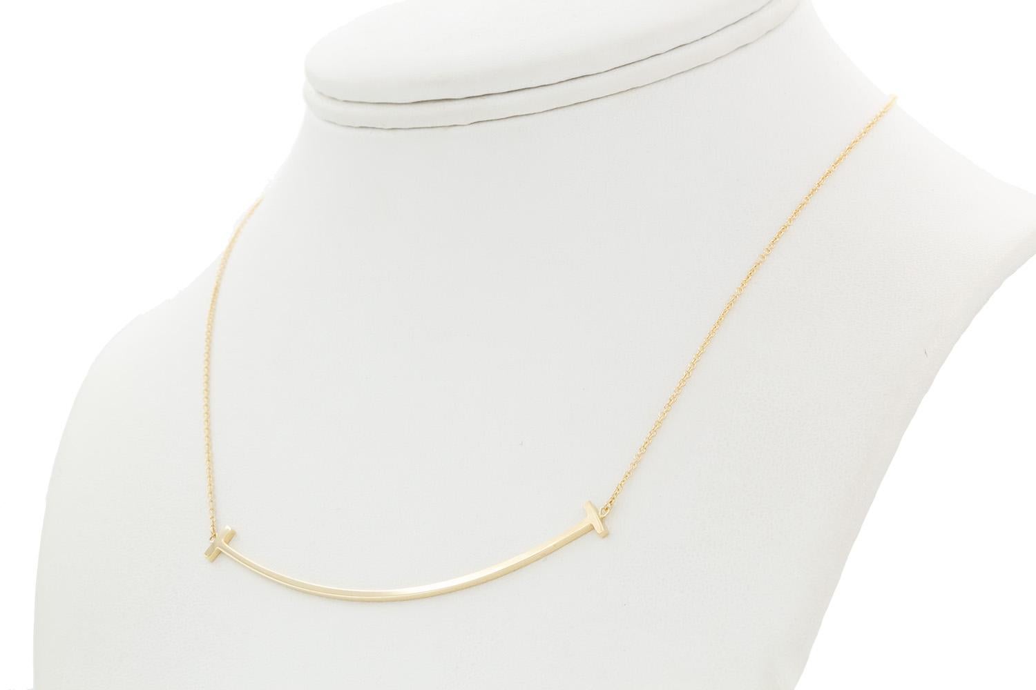 Tiffany & Co 18k Yellow Gold Large Tiffany T Smile Pendant Necklace 4
