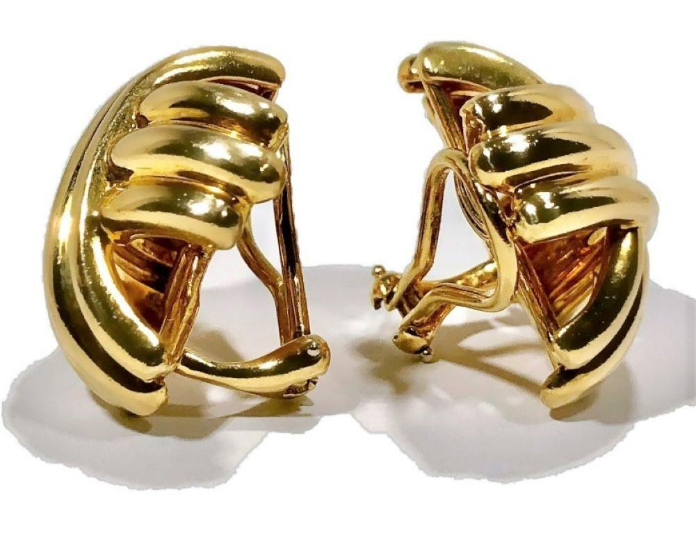 Tiffany & Co. Boucles d'oreilles « X » en or jaune 18 carats de la plus grande taille Bon état - En vente à Palm Beach, FL