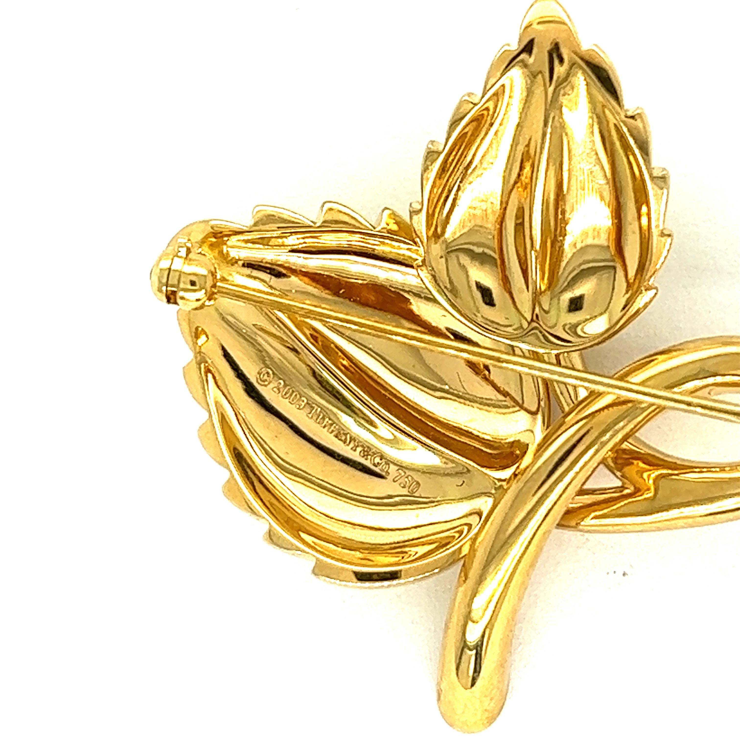 Tiffany & Co. 18k Yellow Gold Leaf Pin Brooch For Sale 3