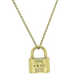 Tiffany & Co 18k Yellow Gold Lock Pendant Necklace