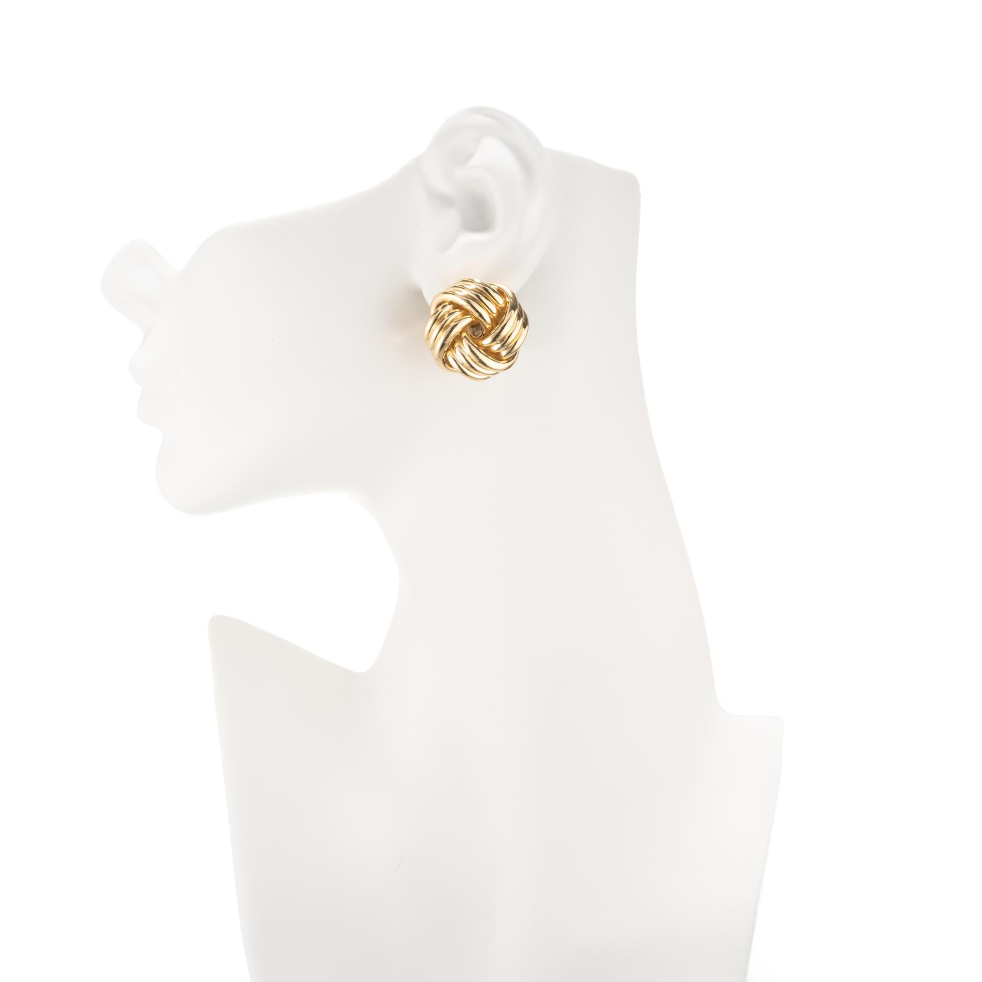 Tiffany & Co. 18 Karat Yellow Gold Love Knot Clip Post Earrings 1