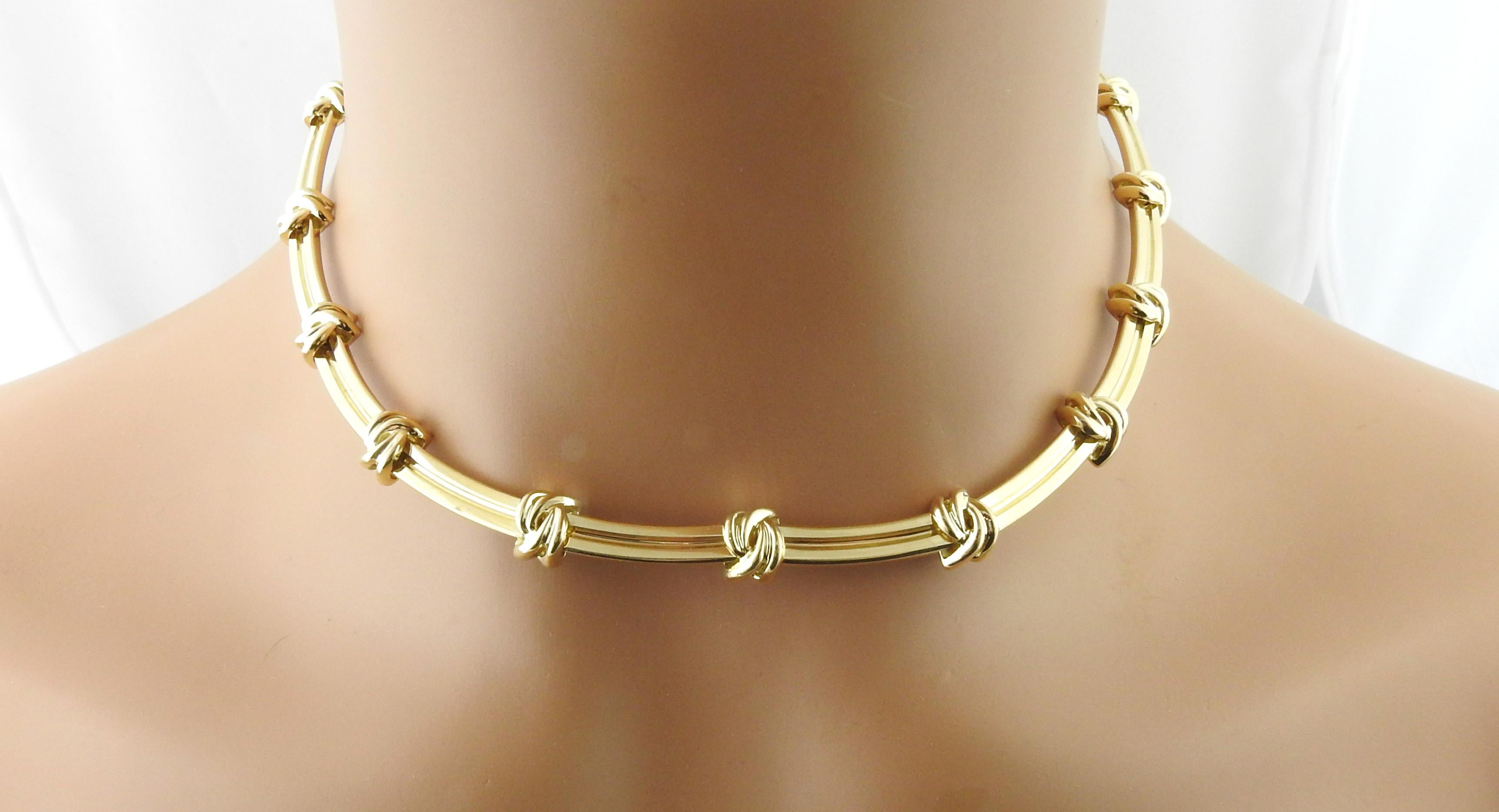 Tiffany & Co. 18k Yellow Gold Love Knot Groove Link Choker 1