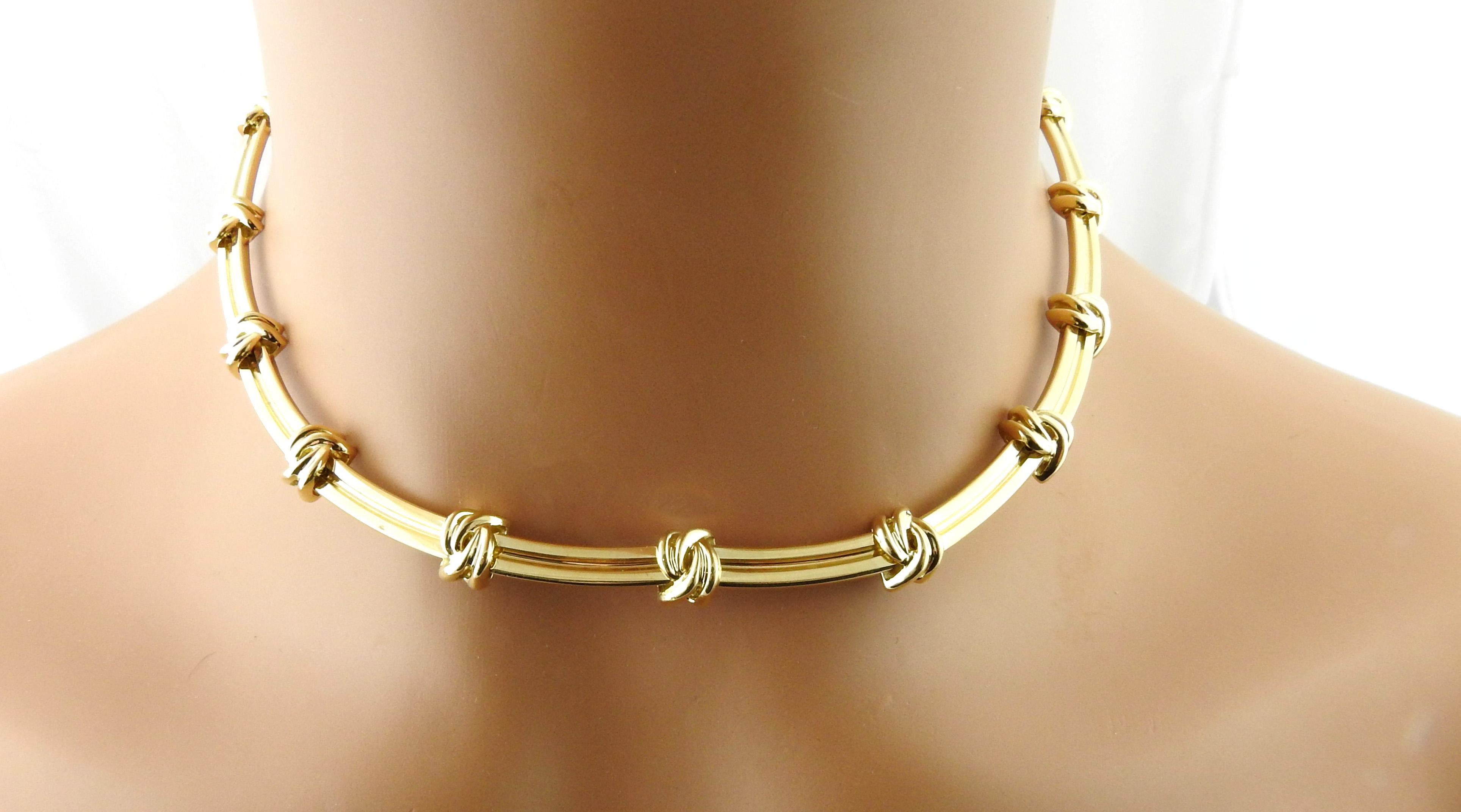 Tiffany & Co. 18k Yellow Gold Love Knot Groove Link Choker 2