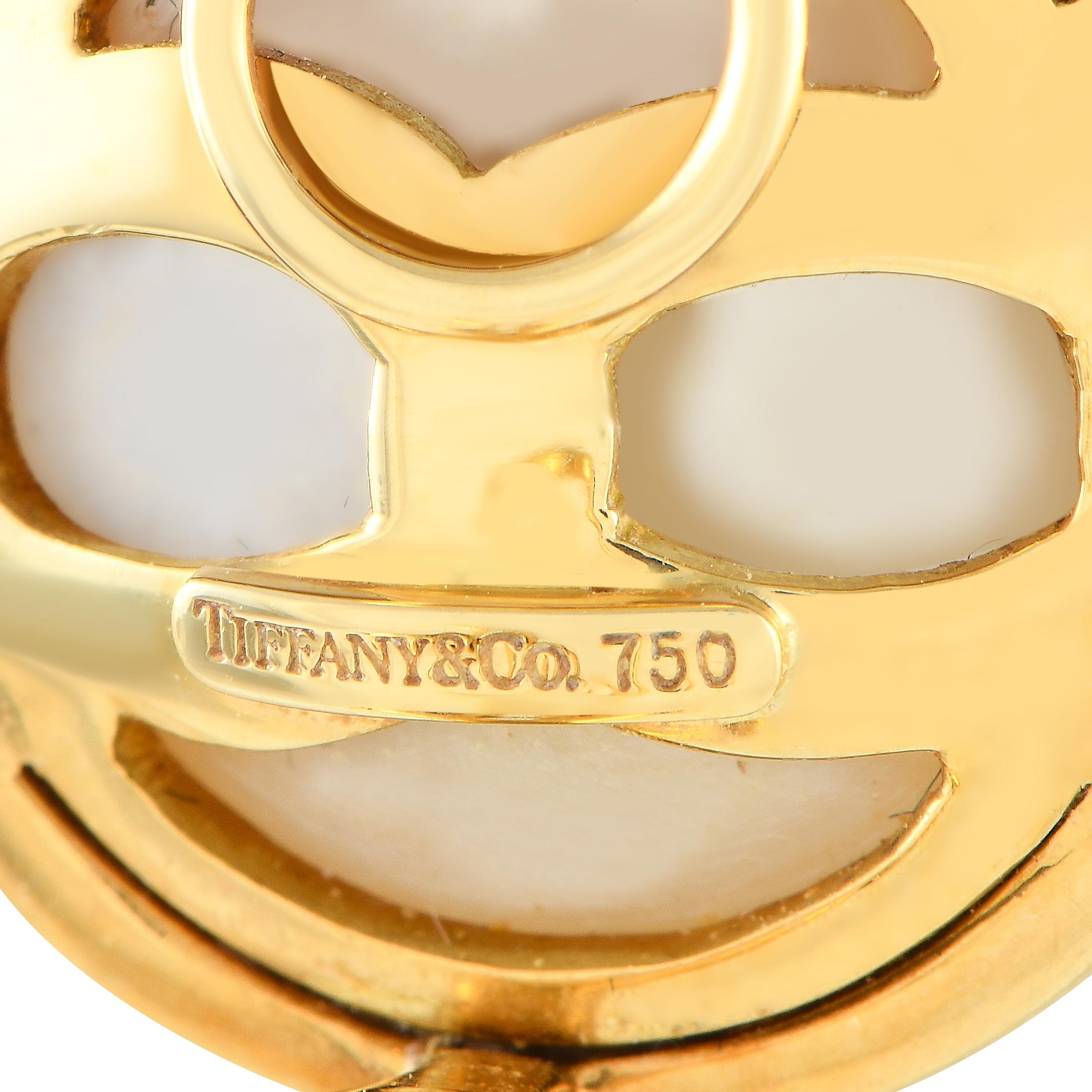Mixed Cut Tiffany & Co. 18K Yellow Gold Mabe Pearl Clip-On Earrings