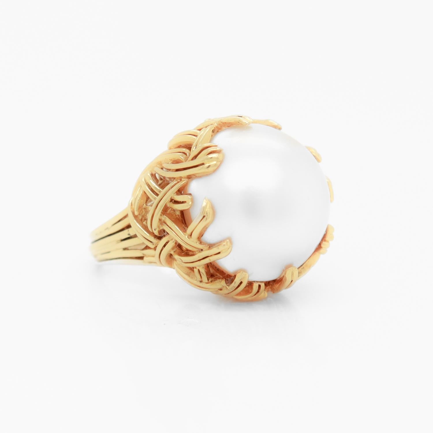 Tiffany & Co. 18K Yellow Gold & Mabe Pearl Cocktail Ring 5