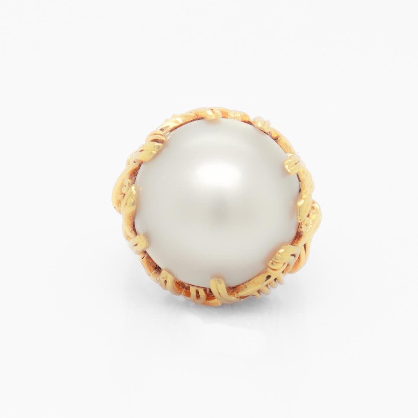 Tiffany & Co. 18K Yellow Gold & Mabe Pearl Cocktail Ring 6