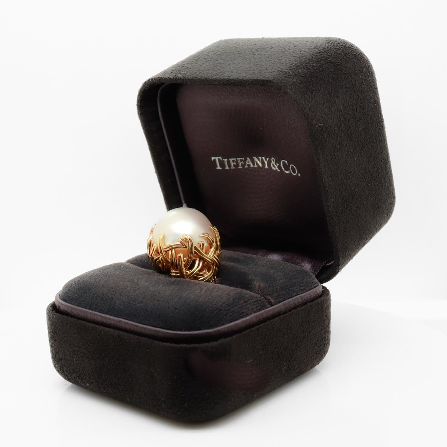 Tiffany & Co. 18K Yellow Gold & Mabe Pearl Cocktail Ring 8