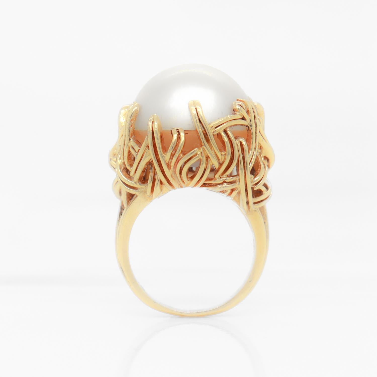 Women's Tiffany & Co. 18K Yellow Gold & Mabe Pearl Cocktail Ring