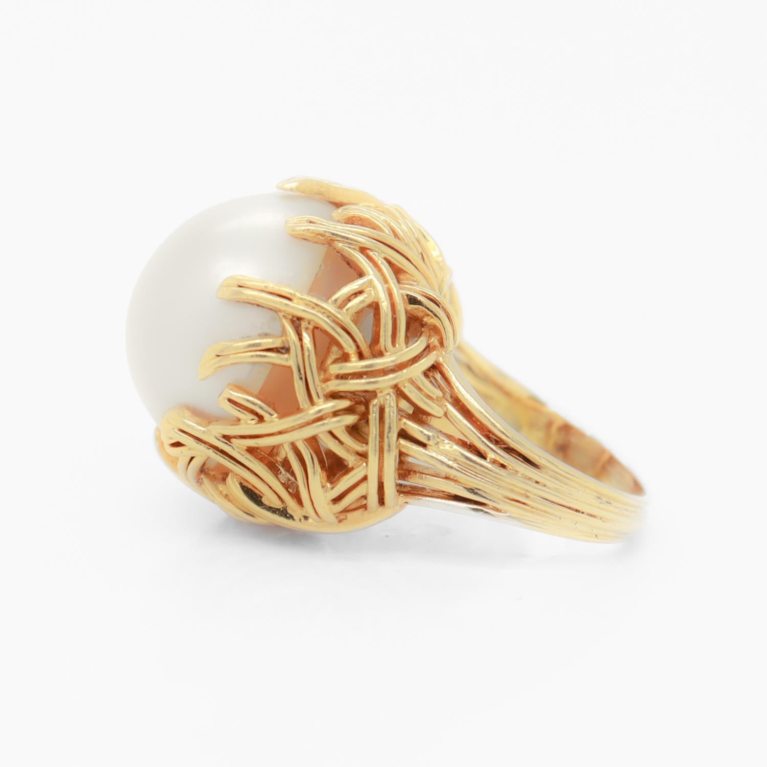 Tiffany & Co. 18K Yellow Gold & Mabe Pearl Cocktail Ring 1